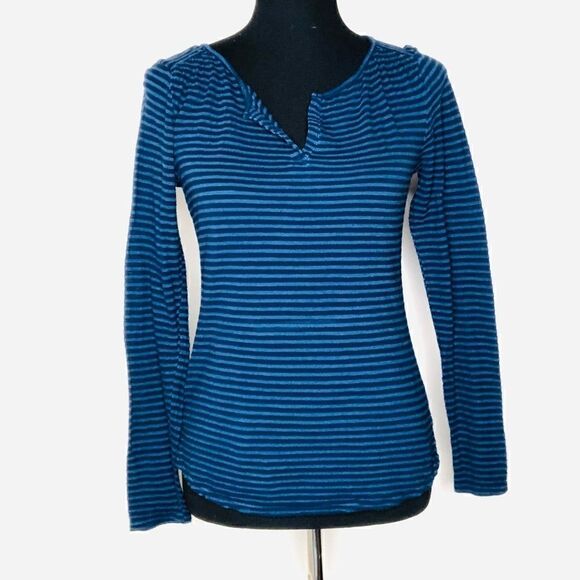 LOFT Blue Striped Long Sleeve Soft T Shirt Top Jersey - Picture 1 of 11